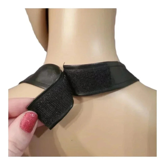 Faux Leather Halter Corset with Garter clips and Matching Panty - Picture 6 of 8